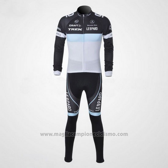 2011 Abbigliamento Ciclismo Trek Leqpard Nero e Celeste Manica Lunga e Salopette